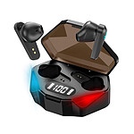Avizar Ecouteurs Gaming RGB Bluetooth 5.2 Boitier de charge Micro HD modèle Y-04 Noir