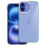 Avizar Coque pour iPhone 16 Souple Finition Fumée Contour Caméra Métallisé Bleu Pâle