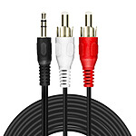 LinQ Câble Audio Jack 3.5mm Mâle Vers 2x RCA Mâles 5m Son de Qualité  Noir