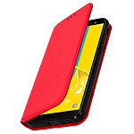 Avizar Etui Samsung Galaxy J6 Housse folio Porte-carte Fonction Support - Rouge