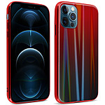 Avizar Coque iPhone 12 Pro Max Holographique Arc en Ciel Rigide Collection Aurora Rouge