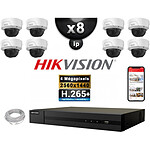 HIKVISION Kit Vidéo Surveillance PRO IP : 8x Caméras POE Dômes IR 30M 4 MP + Enregistreur NVR 8 canaux H265+ 3000 Go