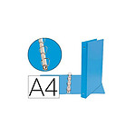 LIDERPAPEL Classeur 4 anneaux ronds 25mm a4 carton rembordé pvc coloris bleu ciel