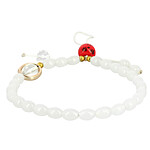 Avizar Bijou de Téléphone Bracelet à Perles ovales Collection Asia blanc