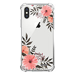 Evetane Coque iPhone X/Xs anti-choc souple angles renforcés transparente Motif Fleurs roses