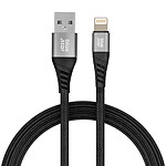 Blue Star Câble USB vers Lightning 2.4A Charge Synchronisation Nylon Tressé 1.2m Noir