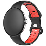 Avizar Bracelet pour Google Pixel Watch Silicone Bicolore Souple  Noir et Rouge