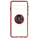 Avizar Coque pour Samsung Galaxy S10 Plus Bi-matière Bague Métallique Support Vidéo  rouge