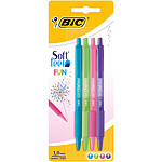 Bic blister de 4 stylos billes Soft Feel Fun, 0,32 mm couleurs assorties