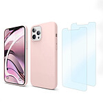 Evetane Coque iPhone 13 Pro Max Silicone liquide Rose + 2 Vitres en Verre trempé Protection écran Antichocs