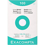 EXACOMPTA Étui de 100 fiches bristol quadrillé 5x5 perforé 100x150mm Blanc