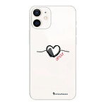 LaCoqueFrançaise Coque iPhone 12 mini 360 intégrale transparente Motif Coeur Noir Amour Tendance