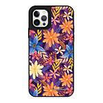 LaCoqueFrançaise Coque iPhone 12/12 Pro miroir Fleurs violettes et oranges Design