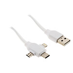 ZENITECH-Câble USB universel avec triple sortie USB-C, Micro USB et Lightning pour iPhone / iPad