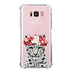 Evetane Coque Samsung Galaxy S8 Plus anti-choc souple angles renforcés transparente Motif Leopard Couronne