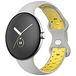 Avizar Bracelet Google Pixel Watch Silicone Bicolore Souple Gris/Jaune 241 mm