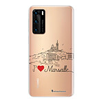 LaCoqueFrançaise Coque Huawei P40 silicone transparente Motif J'aime Marseille ultra resistant