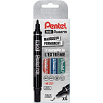 PENTEL Pochette de 4 Marqueurs permanents PENTEL PEN N50 : 1 x Noir, 1 x Rouge, 1 x Bleu, 1 x Vert