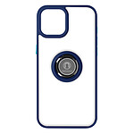 Avizar Coque pour iPhone 15 Plus Bi-matière Bague Métallique Support Vidéo  Bleu