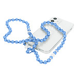 Avizar Bijou de Téléphone Bracelet à Perles Rondes Collection Glam bleu Translucide