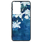 Avizar Coque pour Samsung Galaxy S21 Ultra en Silicone gel Imprimé fleurs Bleu et Blanc