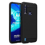 Avizar Coque Motorola Moto G8 Power Lite Protection Souple Carbone Métal Brossé Noir