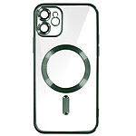 Avizar Coque MagSafe pour iPhone 11 Silicone Protection Caméra  Contour Chromé Vert