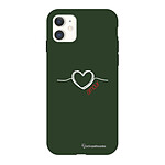LA COQUE FRANCAISE Coque iPhone 11 Silicone Liquide Douce vert kaki Coeur Blanc Amour