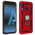 Avizar Coque Galaxy A40 Bi matière Rigide et Souple Bague Support Vidéo rouge