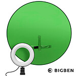 Bigben Fond vert et Ring Light 3 niveaux de luminosité Fixation ruban scratch
