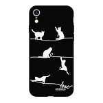 Evetane Coque iPhone Xr Silicone Liquide Douce noir Chat Lignes