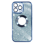 Avizar Coque pour iPhone 14 Pro Paillette Amovible Silicone Gel  Bleu
