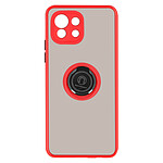 Avizar Coque pour Xiaomi Mi 11 Lite et Mi 11 Lite 5G Bi-matière Bague Métallique Support Vidéo Rouge