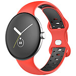 Avizar Bracelet Google Pixel Watch Silicone Bicolore Souple Rouge/Noir 217 mm
