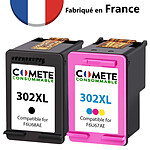 COMETE - HP 302XL - 2 Cartouches compatibles HP 302XL - 1 Noir + 1 Couleurs - Marque française