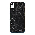 Evetane Coque iPhone Xr Silicone Liquide Douce bleu nuit Marbre noir