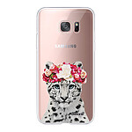 Evetane Coque Samsung Galaxy S7 Edge 360 intégrale transparente Motif Leopard Couronne Tendance