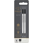 PARKER Lot de 2 recharges Quink pour stylo roller pointe moyenne 0,7 mm Noir