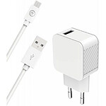 BigBen Connected Chargeur Secteur USB A 2.4A FastCharge + Câble USB A/micro USB Blanc