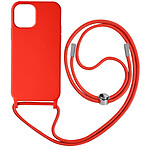 Avizar Coque Cordon pour iPhone 12 Pro Max Semi-rigide Lanière Tour du Cou 80cm rouge