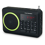 Metronic 477202 - Radio portable FM MP3 avec ports USB/micro SD - noir et vert