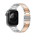 Avizar Bracelet pour Apple Watch 41mm et 40mm et 38 mm Maillons en Acier Inoxydable a Boucle Papillon  Argent et Rose gold
