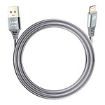 LinQ Câble USB vers Lightning Nylon Tressé 1.5m Charge et Transfert Gris