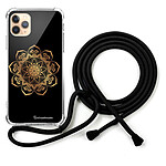 LaCoqueFrançaise Coque cordon iPhone 11 Pro noir Dessin Mandala Or