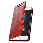 Avizar Étui pour Huawei P8 Lite en cuir véritable et finition surpiqué Rouge