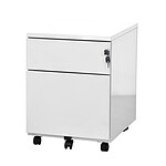 VINCO Caisson Mobile 2 tiroirs dont un tiroir dossiers suspendus, H.567 x L,418 x P,541 Blanc