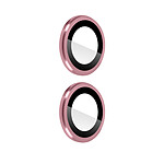 Avizar Film caméra pour iPhone 14 et 14 Plus Verre trempé 9H 0.4mm Transparent Contour rose
