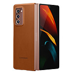 Samsung Coque pour  Z Fold 2 Cuir Véritable Intérieur Soft-touch Original Leather Cover Marron