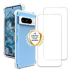 Evetane Coque Google Pixel 8 Pro Antichoc coins renforcés Silicone + 2 Vitres en verre trempé Protection écran