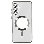 Avizar Coque MagSafe pour Samsung S24 en Silicone Contour Chromé Argent